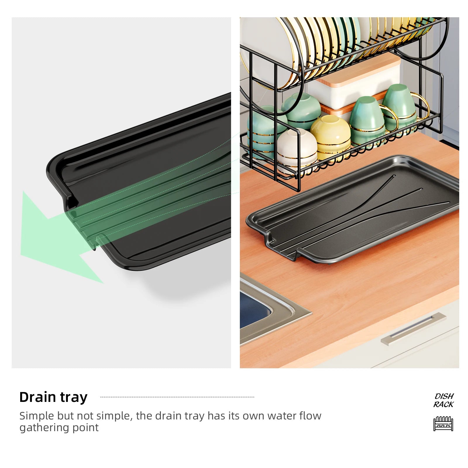 2-Tier Dish Drying Rack with Drain Board