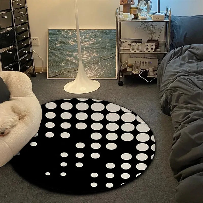 VIKAMA Record Music Cd Carpet Round Game Chair Floor Mat Room Decorated Living Room Lounge Large Area Non-Slip Carpet