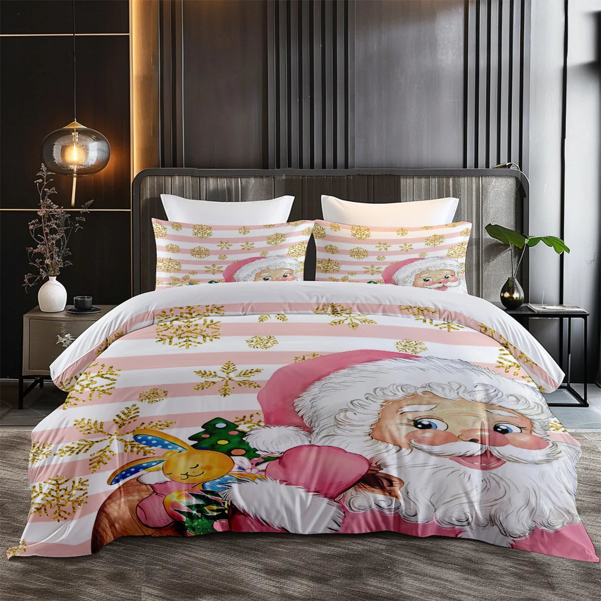 Christmas Snowman Comforter Set 3PCS, Christmas Tree and Gift Pattern Holiday Bedding Set, Soft Microfiber Winter Home Set