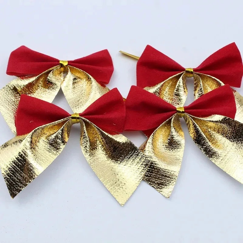 12/24/36Pcs Christmas Bow Red Gold Mini Xmas Tree Bowknot for new Year