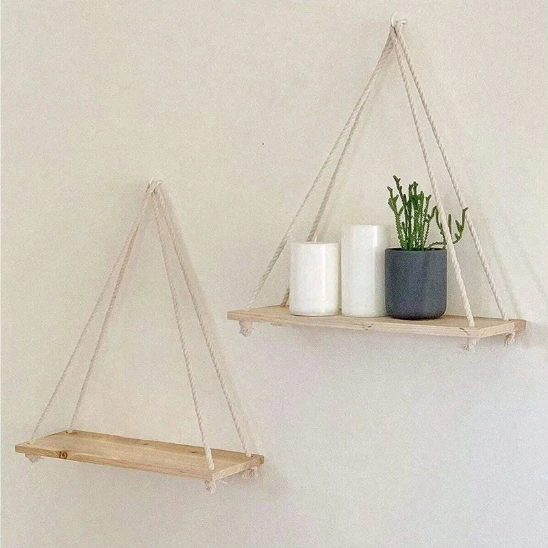 Floating Wooden Wall Shelf for Plants & Decor
