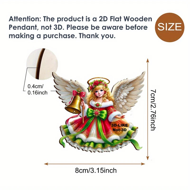 Angel Wooden Pendant Xmas Hanging Ornament