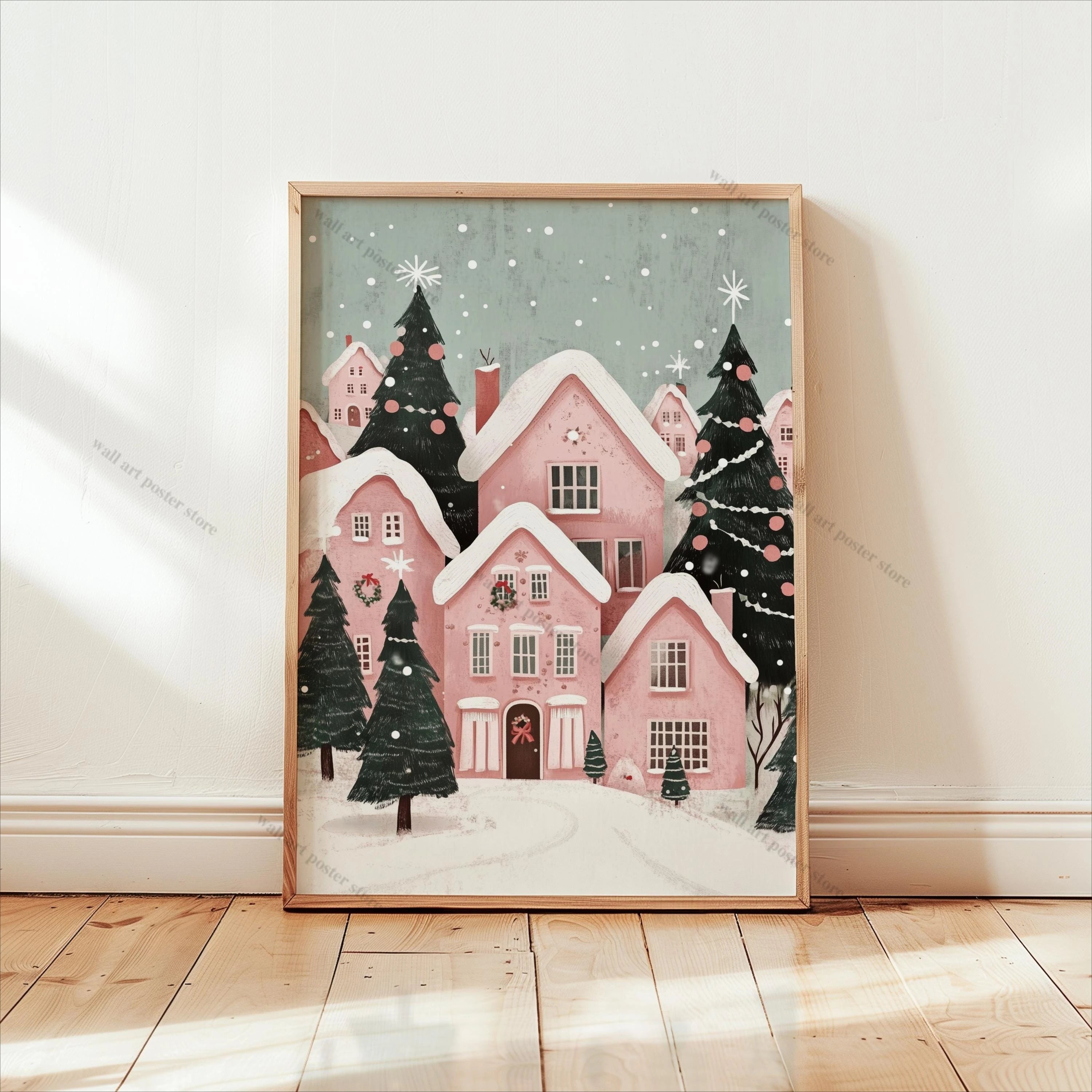 Winter Town Holiday Printable Wall Art
