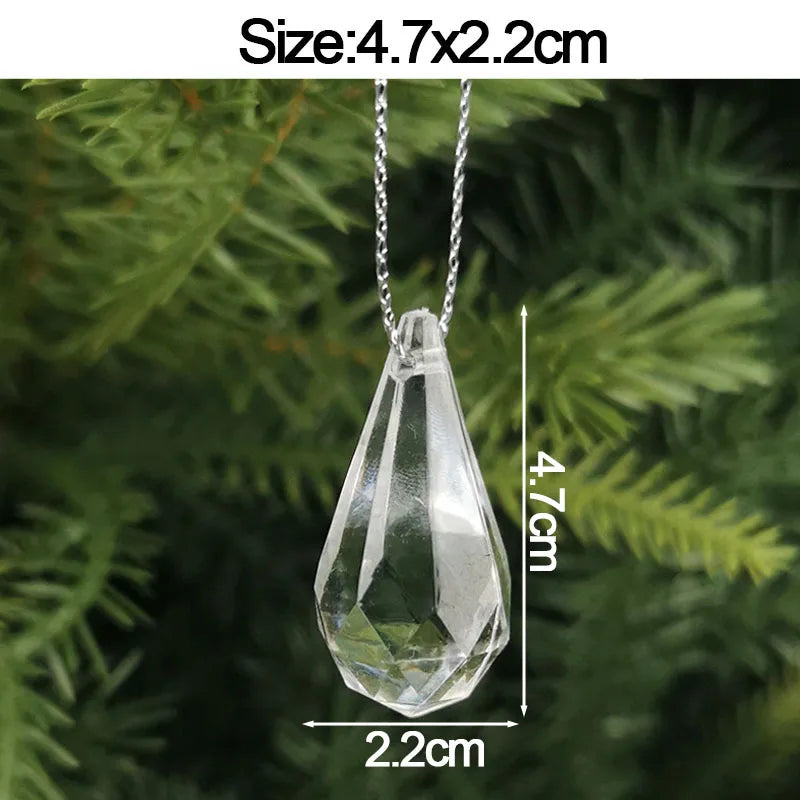 5pcs 2026 Christmas Decoration Crystal Acrylic Ornament Snowflake Elk Snowman Bow Christmas Tree Hanging Pendant New Year Kerst