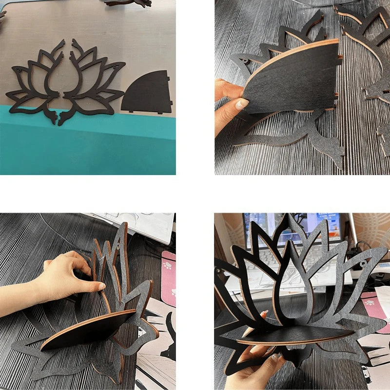Wooden Lotus Wall Shelf