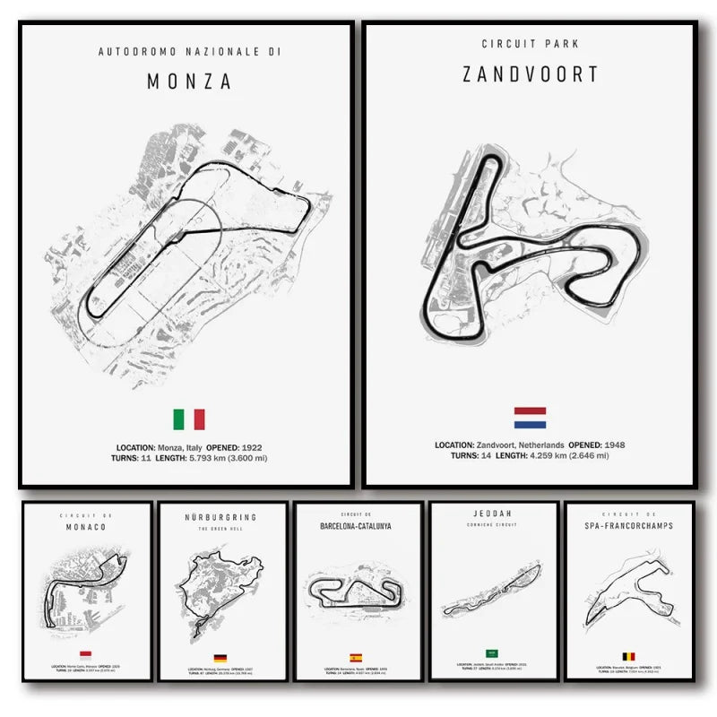 Classic Formula 1 Tracks Wall Art