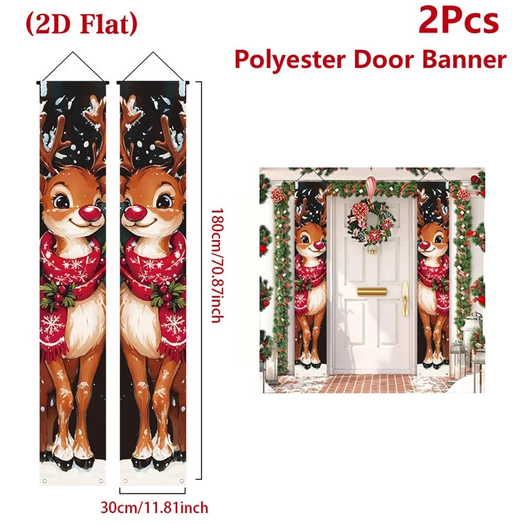 Christmas Hanging Door Banner Merry Christmas Decoration for Home 2025 Xmas Door Decor Navidad Notal Noel Ornament New Year 2026
