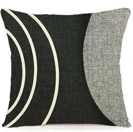 Black Geometric Pattern Pillow Case Home Decor Suitable for Office Sofa Cushion Living Room Garden Car Cushion Cover