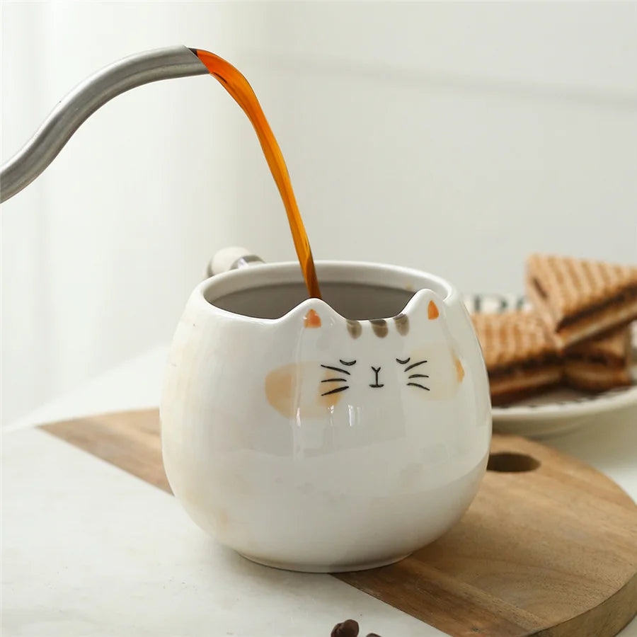 1pc cute ceramic cup, cat shaped mug