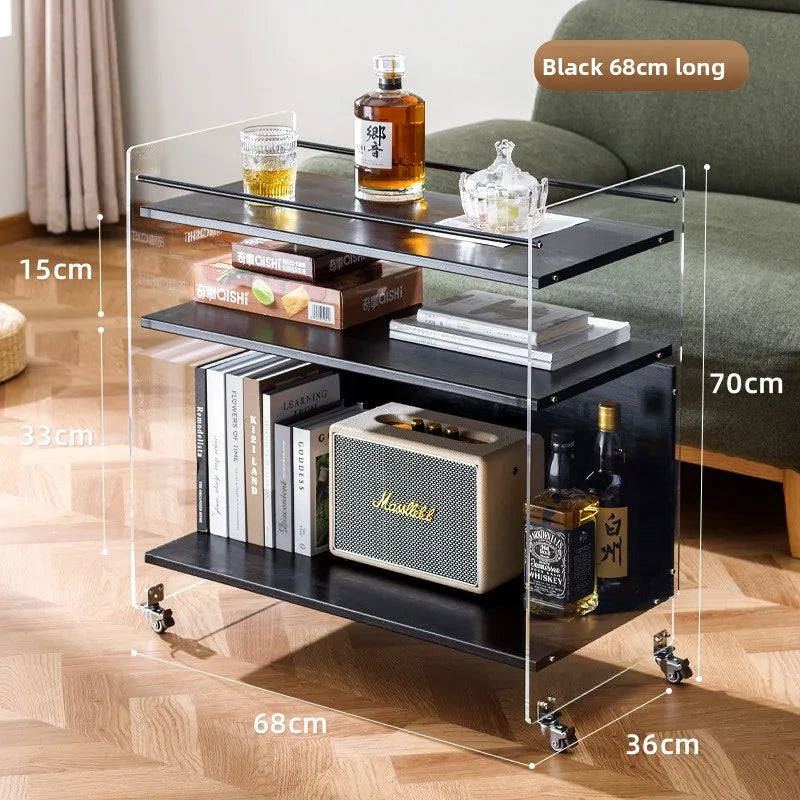 Creative sofa side table bedside shelf trolley simple ins movable small apartment coffee table