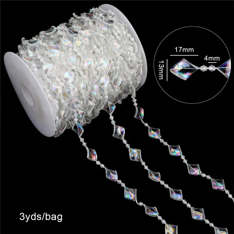 2025 Christmas Decoration Bead String Clear Colored Round Diamond Scale Shape Bead String For Wedding Valentine's Thanksgiving