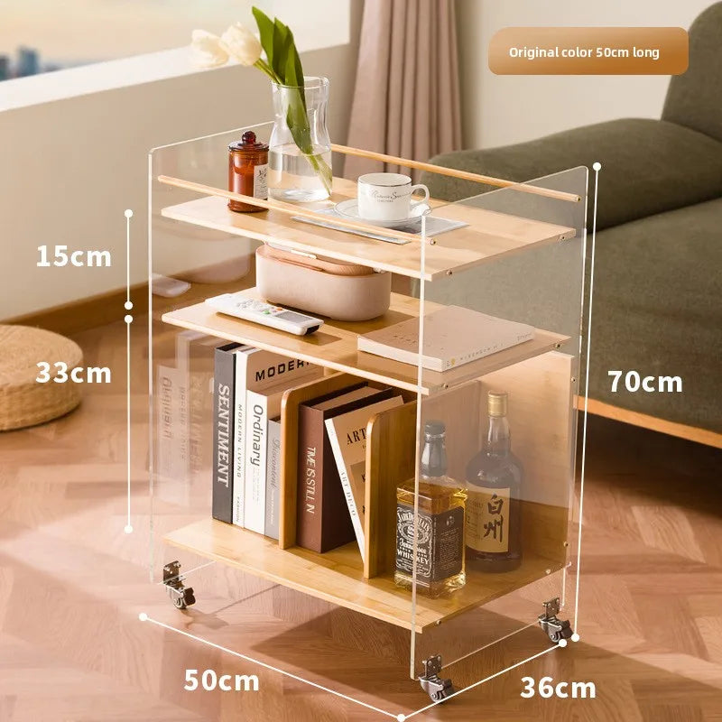 Creative sofa side table bedside shelf trolley simple ins movable small apartment coffee table