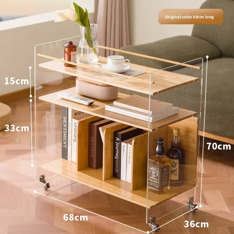 Creative sofa side table bedside shelf trolley simple ins movable small apartment coffee table