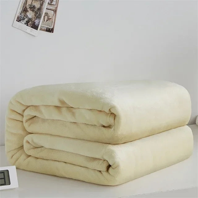 Coral Fleece Flannel Blankets For Beds 230gsm Solid Color Soft Warm Mink Throw Thin Bedspread Sofa Cover Faux Fur Plaid Blanket