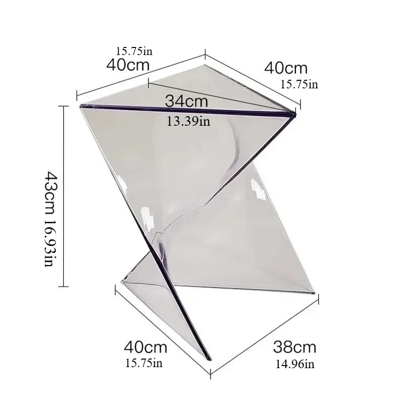 Transparent Geometric Coffee Table, Minimalist Designer Corner Table, Acrylic Sofa, Living Room