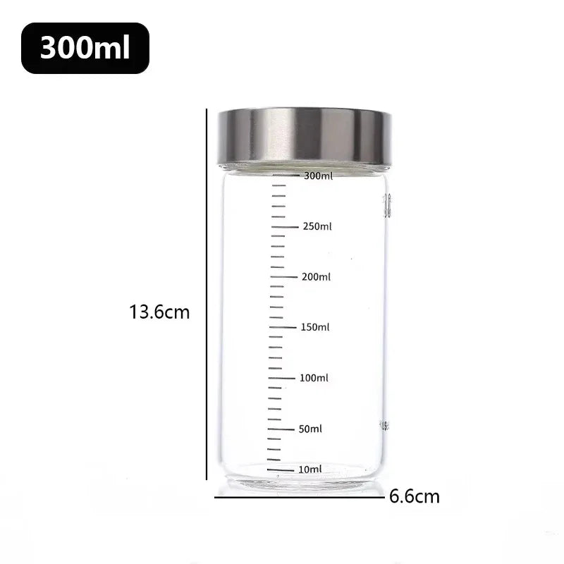 Glass Storage Jar with Lid and Scale