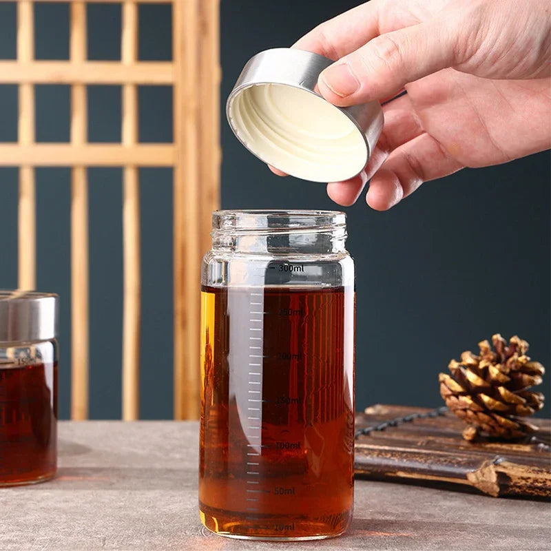 Glass Storage Jar with Lid and Scale