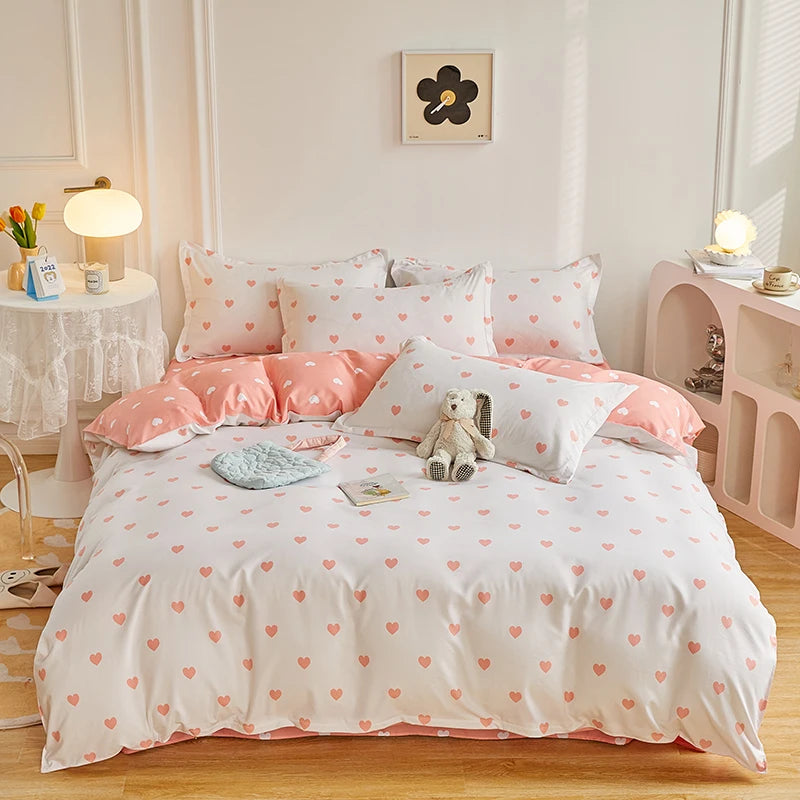 Strawberry Bedding Set Double Sheet Soft 3/4pcs Bed Sheet Set Duvet Cover Queen King Size Comforter Sets For Home For Child