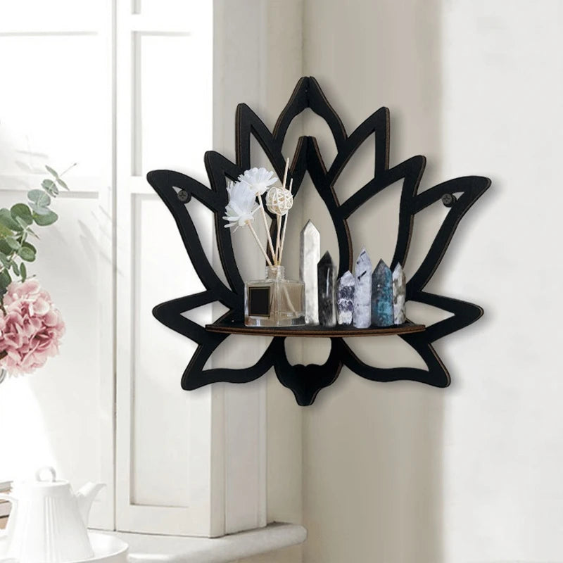 Wooden Lotus Wall Shelf