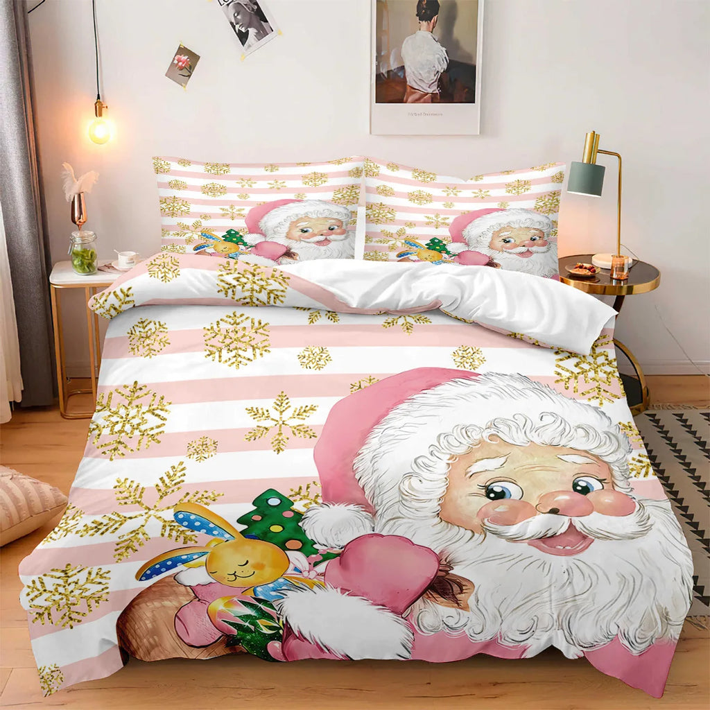 Christmas Snowman Comforter Set 3PCS, Christmas Tree and Gift Pattern Holiday Bedding Set, Soft Microfiber Winter Home Set