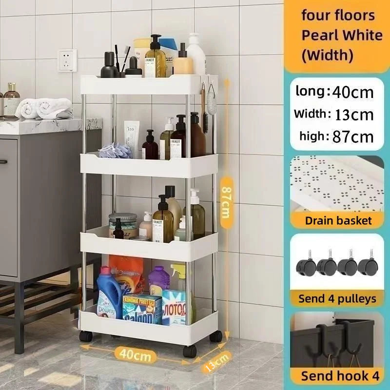 Narrow Rolling Storage Shelf