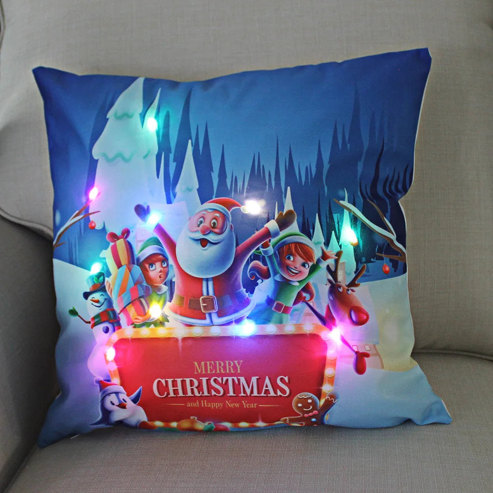 Christmas Decoration LED Pillowcase 45cm Pillow Cushion Cover with Lights New Year Decor Christmas Decorations for Home