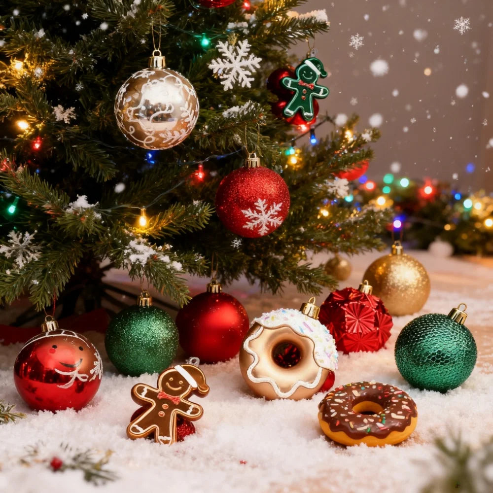 New Festivel Painted Shatterproof Christmas Balls Set For Christmas Tree DIY Decorative Ornaments New Year Santa Home Decor gift