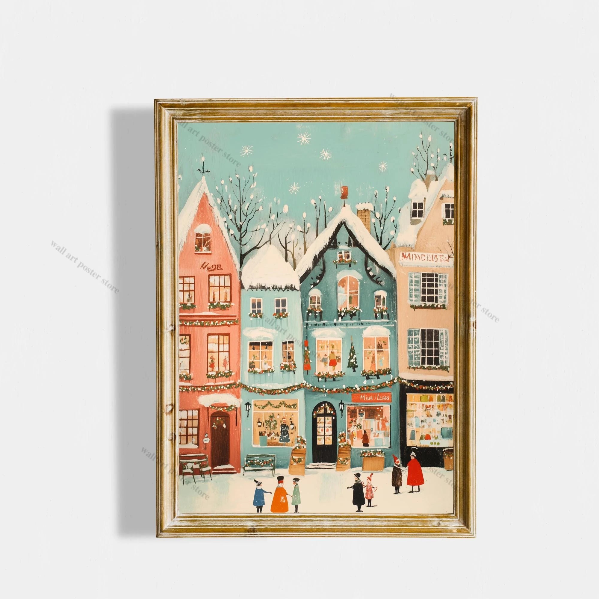 Winter Town Holiday Printable Wall Art