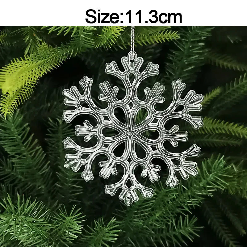 5pcs 2026 Christmas Decoration Crystal Acrylic Ornament Snowflake Elk Snowman Bow Christmas Tree Hanging Pendant New Year Kerst