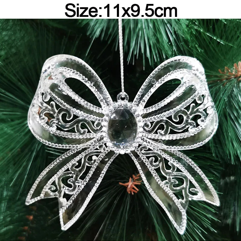 5pcs 2026 Christmas Decoration Crystal Acrylic Ornament Snowflake Elk Snowman Bow Christmas Tree Hanging Pendant New Year Kerst