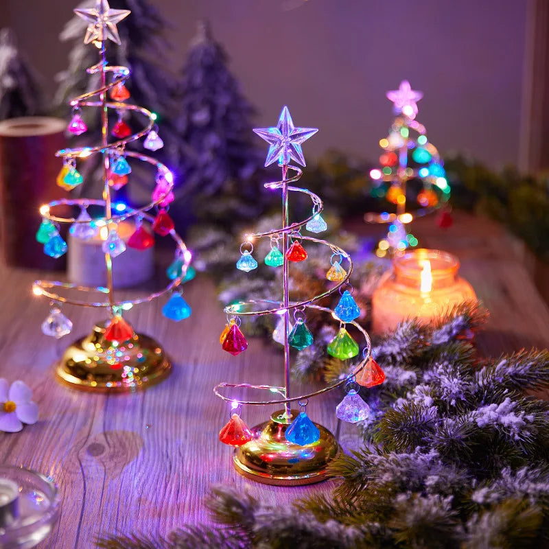 Glowing Crystal Christmas Tree Ornament Lamp