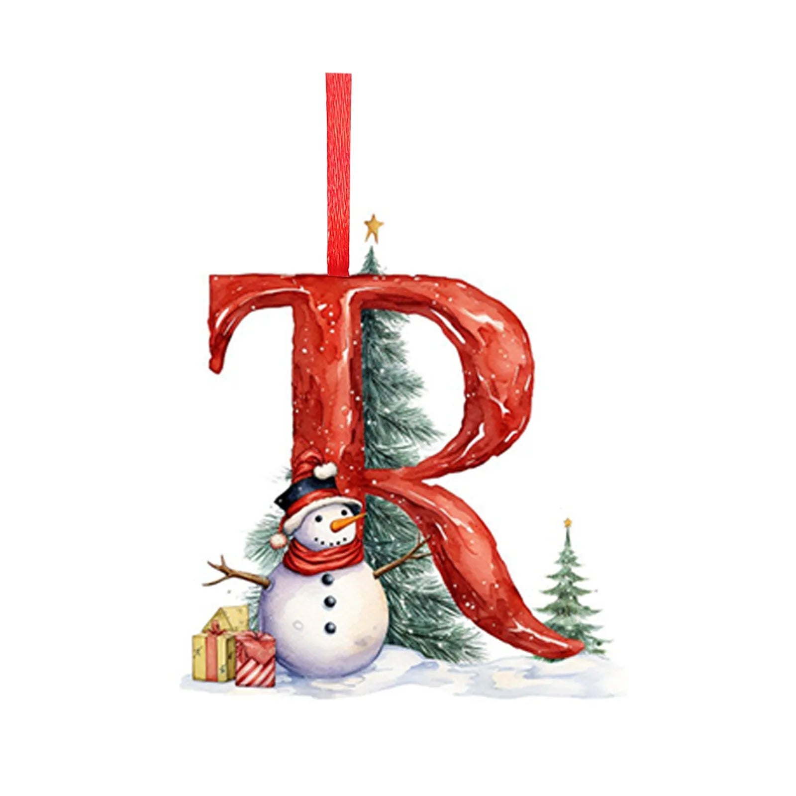 2D 26 Letter Pendant For Christmas Tree Decor Christmas Ornaments Acrylic Flat Christmas Tree Home Decorations Ornaments