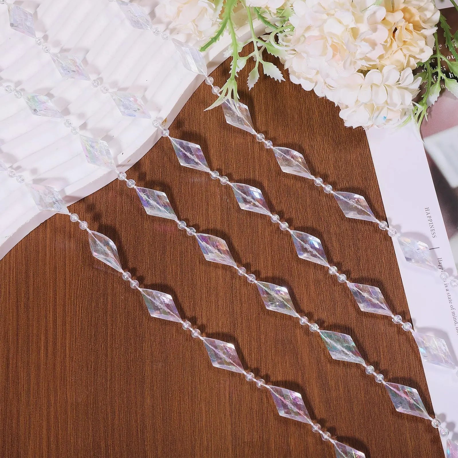 2025 Christmas Decoration Bead String Clear Colored Round Diamond Scale Shape Bead String For Wedding Valentine's Thanksgiving