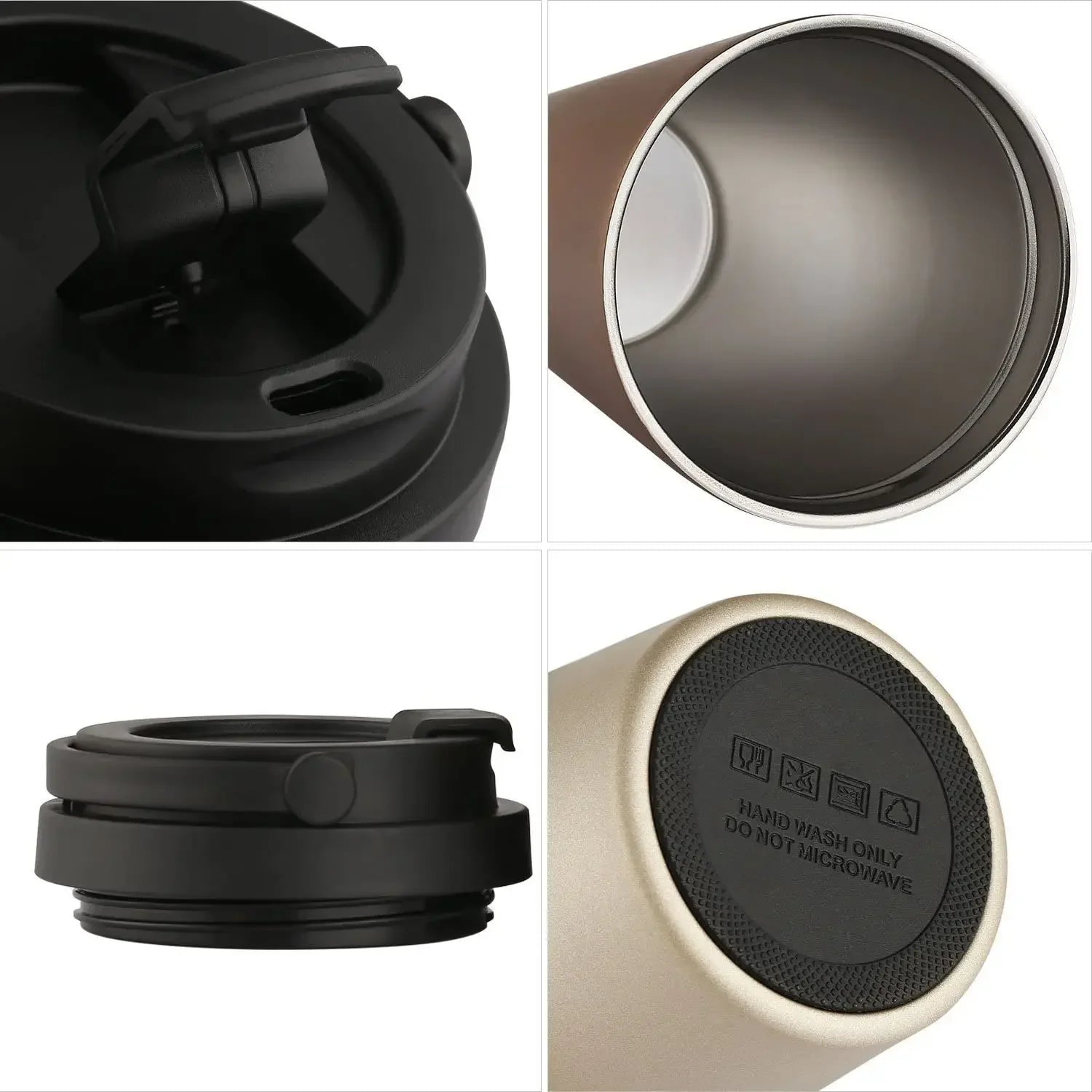 Insulated Travel Coffee Cup Double Wall Leak-Proof Thermos Mug Vacuum Stainless Steel Tea Tumbler with Lid and Handle