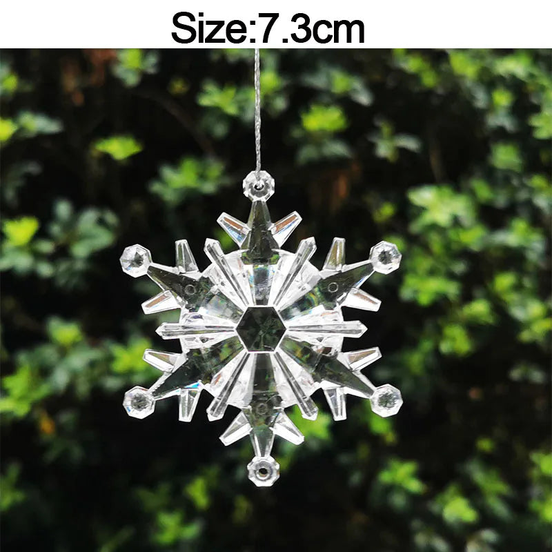 5pcs 2026 Christmas Decoration Crystal Acrylic Ornament Snowflake Elk Snowman Bow Christmas Tree Hanging Pendant New Year Kerst