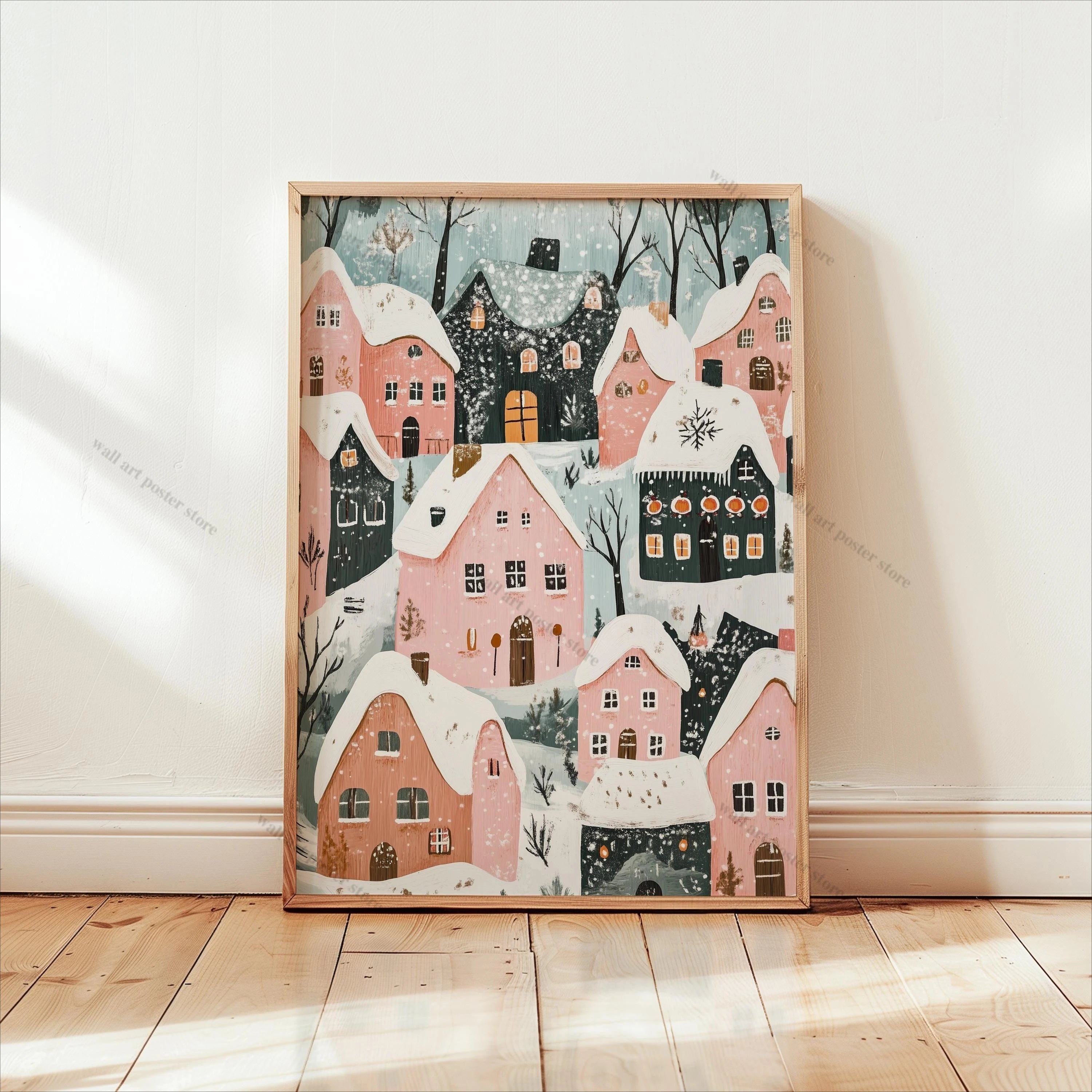 Winter Town Holiday Printable Wall Art
