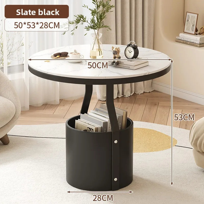 Coffee table light luxury rock slab round sofa side few bedrooms bedside small table balcony small round table