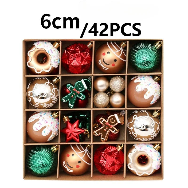 New Festivel Painted Shatterproof Christmas Balls Set For Christmas Tree DIY Decorative Ornaments New Year Santa Home Decor gift