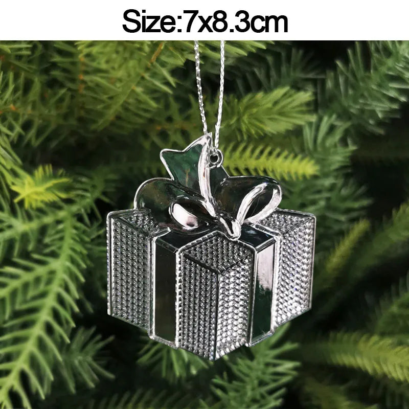 5pcs 2026 Christmas Decoration Crystal Acrylic Ornament Snowflake Elk Snowman Bow Christmas Tree Hanging Pendant New Year Kerst