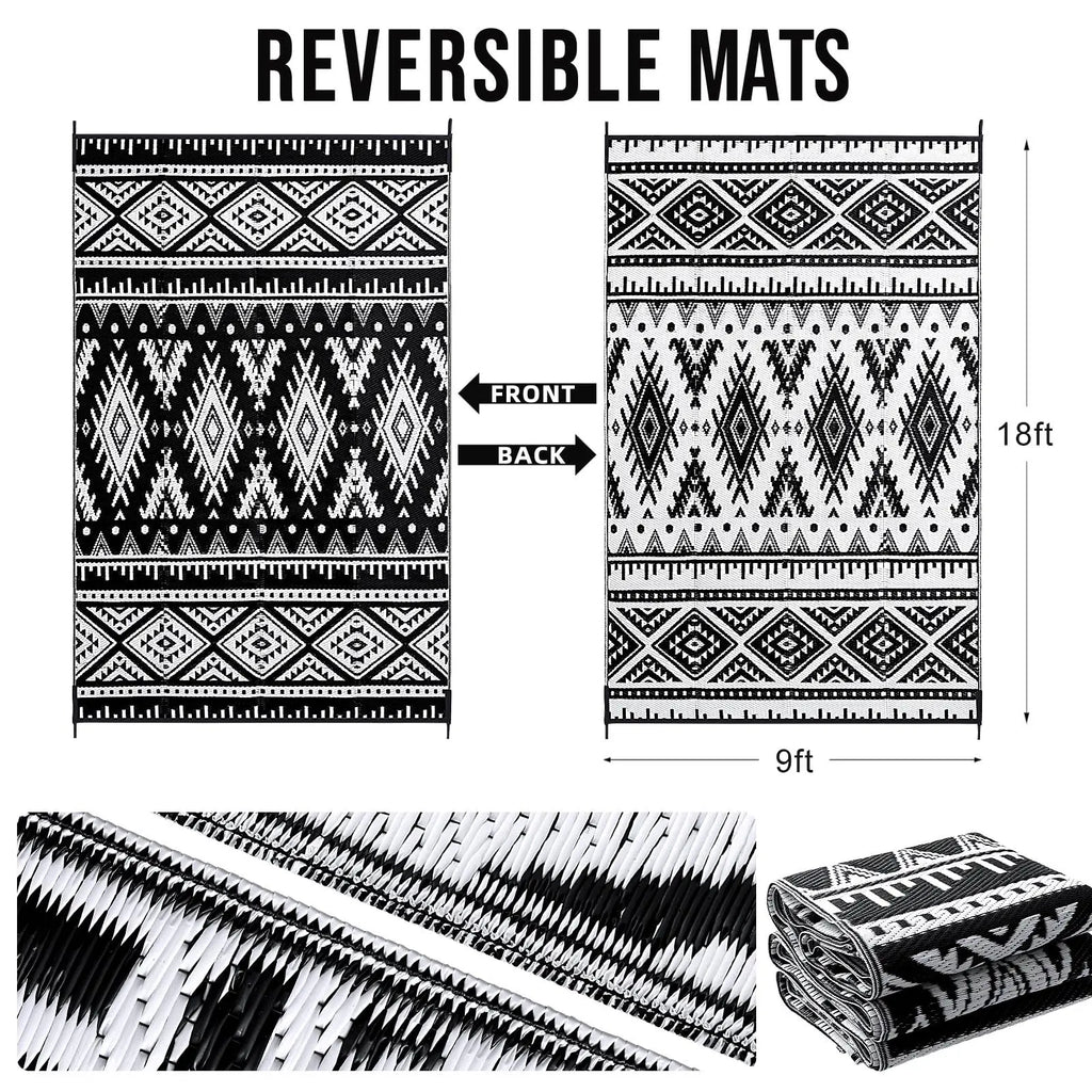 Kitinjoy Outdoor Rugs Waterproof Reversible Outdoor Plastic Straw Rugs Boho PatioIndoor Carpets RV Mat For Family Camp Picnic