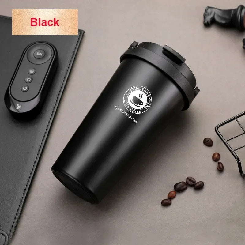 Insulated Travel Coffee Cup Double Wall Leak-Proof Thermos Mug Vacuum Stainless Steel Tea Tumbler with Lid and Handle