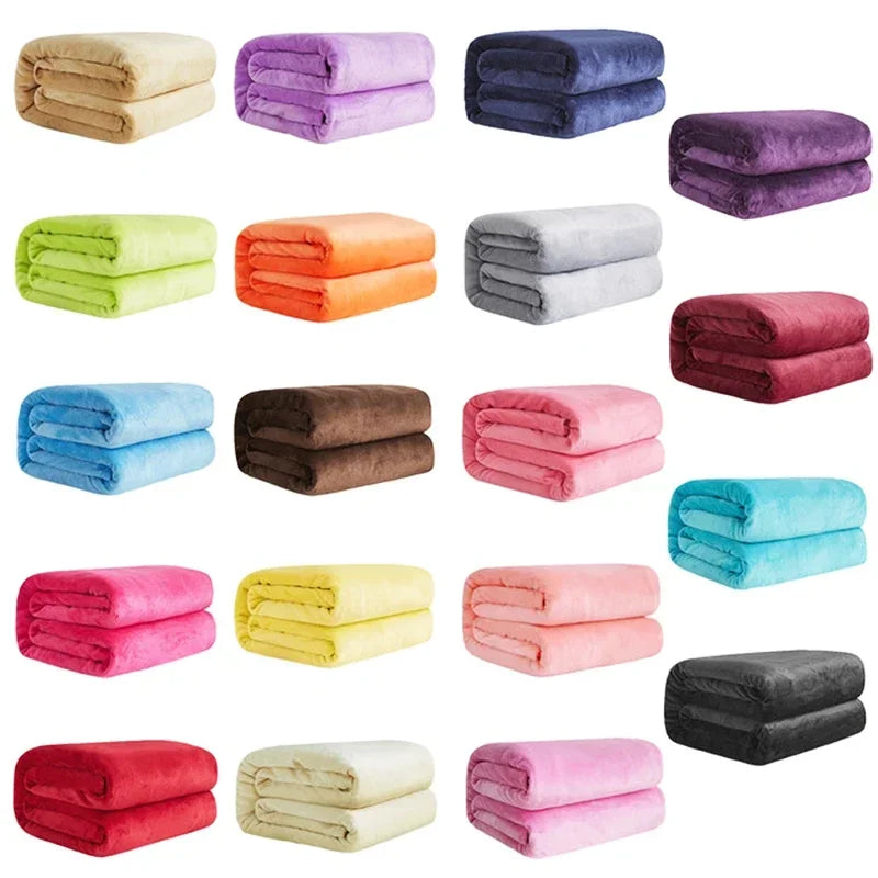 Coral Fleece Flannel Blankets For Beds 230gsm Solid Color Soft Warm Mink Throw Thin Bedspread Sofa Cover Faux Fur Plaid Blanket