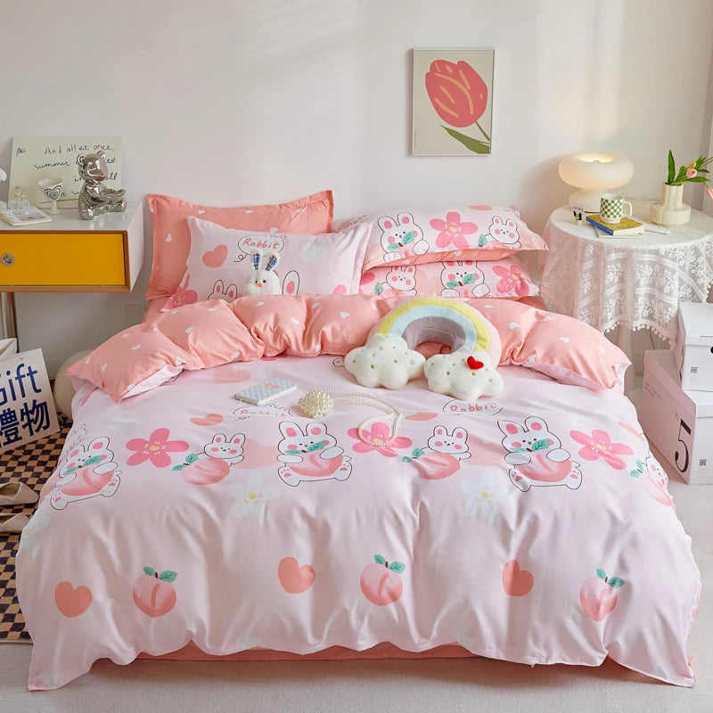 Strawberry Bedding Set Double Sheet Soft 3/4pcs Bed Sheet Set Duvet Cover Queen King Size Comforter Sets For Home For Child