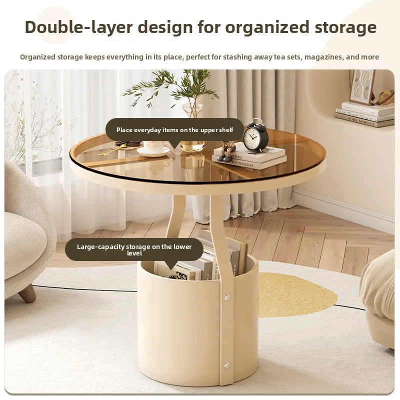 Coffee table light luxury rock slab round sofa side few bedrooms bedside small table balcony small round table