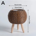 Fashion Rattan Woven Flower Pot Creative Flower Planters With Removable Legs Durable Hand Wove Plant Stand