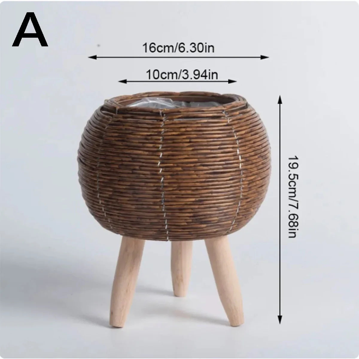 Fashion Rattan Woven Flower Pot Creative Flower Planters With Removable Legs Durable Hand Wove Plant Stand