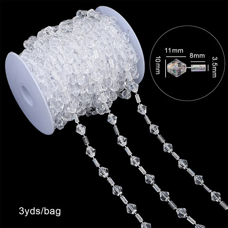2025 Christmas Decoration Bead String Clear Colored Round Diamond Scale Shape Bead String For Wedding Valentine's Thanksgiving