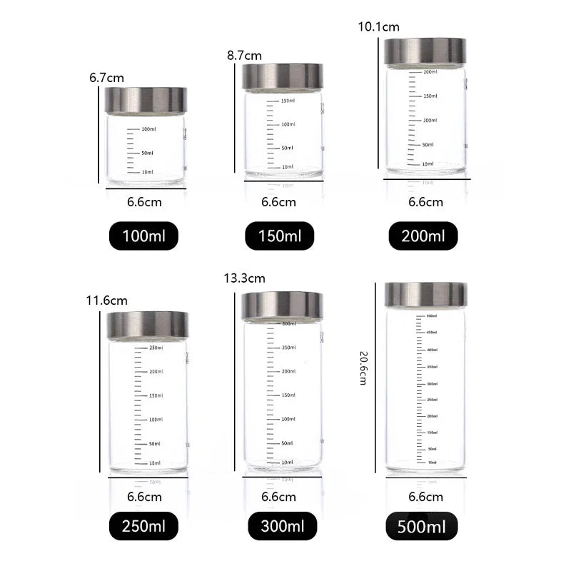 Glass Storage Jar with Lid and Scale