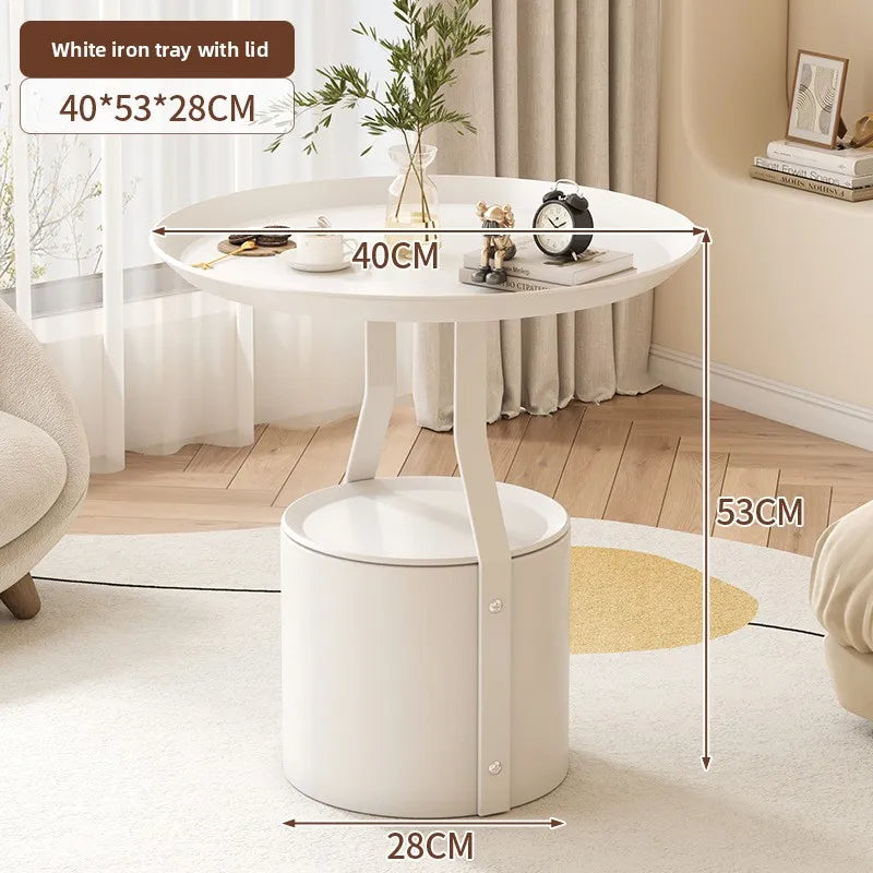 Coffee table light luxury rock slab round sofa side few bedrooms bedside small table balcony small round table