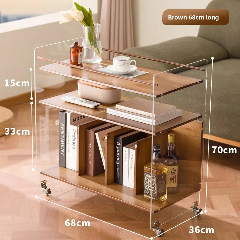 Creative sofa side table bedside shelf trolley simple ins movable small apartment coffee table
